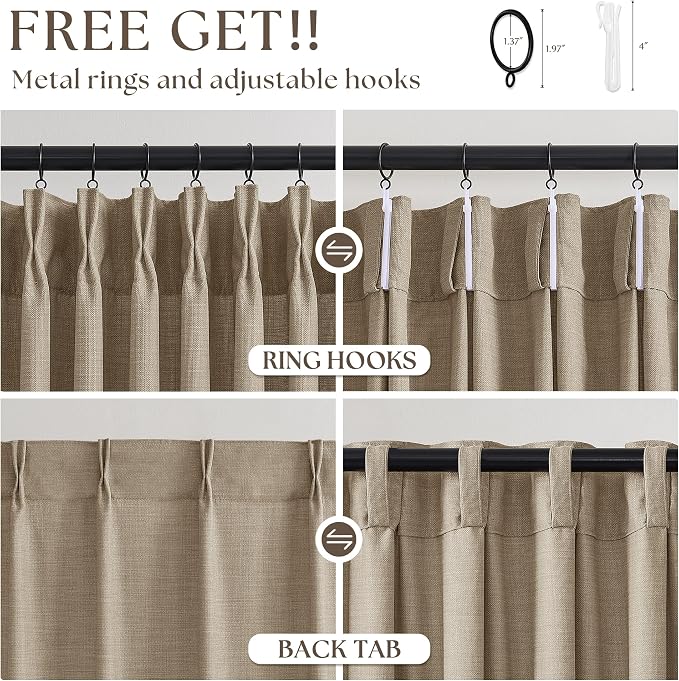 Burlywood Birch Linen Semi Sheer 108 Inch Curtains - Image 5