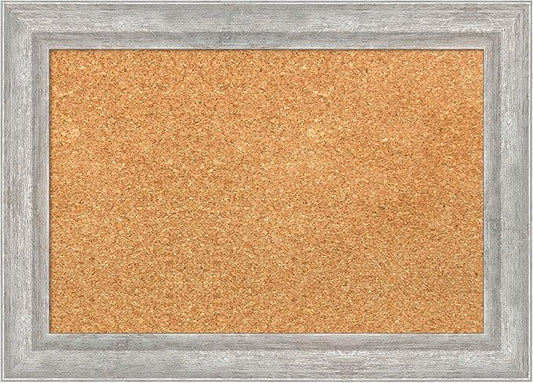 Amanti Art Natural Cork Board for Wall, 15x21 Vision Board with Silver Wood Frame, Small Corkboard Office Decor for Home Organization, Modern Corkboard Pinboard to Display Items for Home Organization