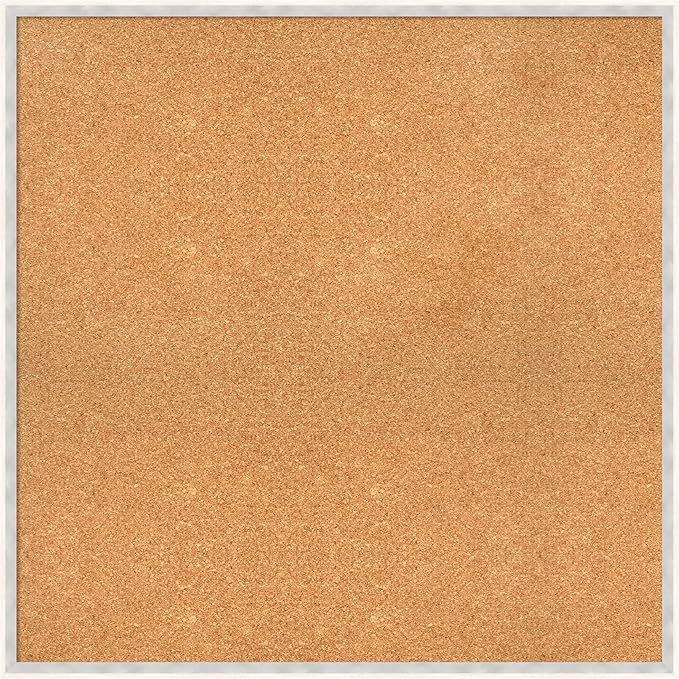 Amanti Art Natural Cork Board for Wall, 33x33 Vision Board with White Frame, Large Corkboard Office Decor for Home Organization, Modern Corkboard Pinboard to Display Items for Home Organization in