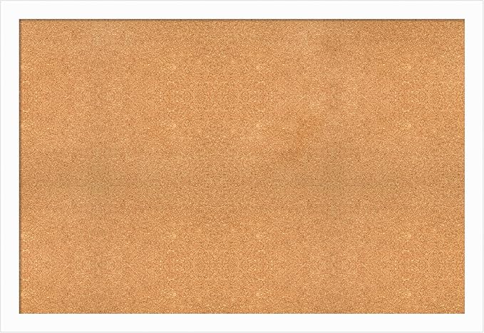 Amanti Art Natural Cork Board for Wall, 35x51 Vision Board with White Frame, Oversize Corkboard Office Decor for Home Organization, Casual Corkboard Pinboard to Display Items for Home Organization in