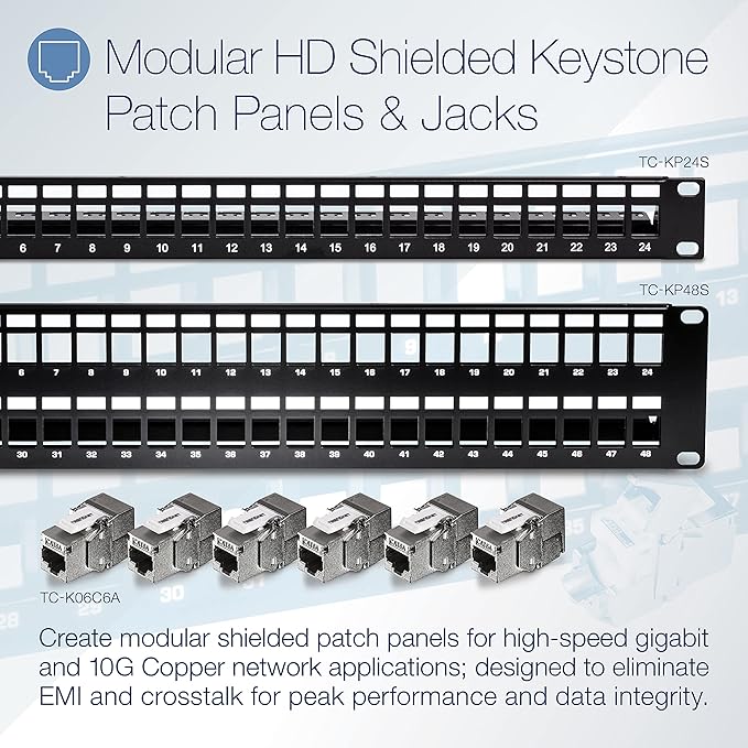 TRENDnet 48-Port Blank Keystone Shielded 2U HD Patch Panel, 2U 19” Metal - Image 4