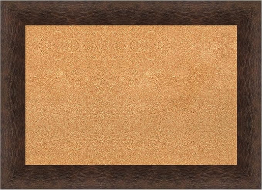 Amanti Art Natural Cork Board for Wall, 21x29 Vision Board with Brown Wood Frame, Medium Corkboard Office Decor for Home Organization, Casual Corkboard Pinboard to Display Items for Home Organization