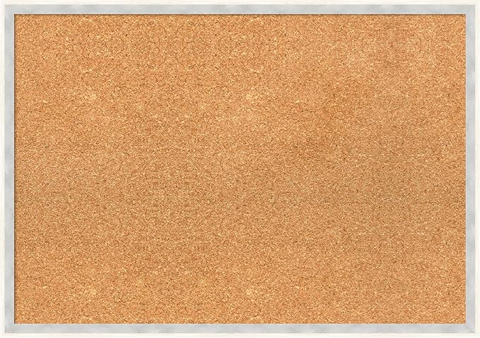 Amanti Art Natural Cork Board for Wall, 19x27 Vision Board with White Frame, Medium Corkboard Office Decor for Home Organization, Modern Corkboard Pinboard to Display Items for Home Organization in