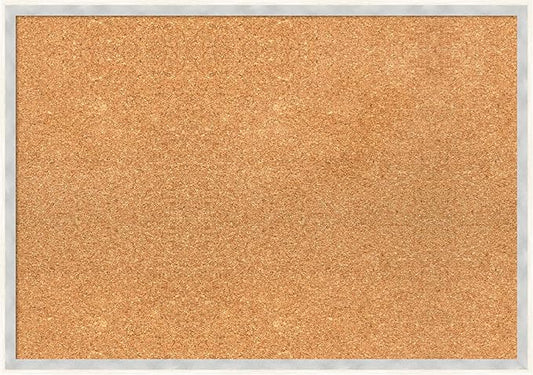 Amanti Art Natural Cork Board for Wall, 19x27 Vision Board with White Frame, Medium Corkboard Office Decor for Home Organization, Modern Corkboard Pinboard to Display Items for Home Organization in