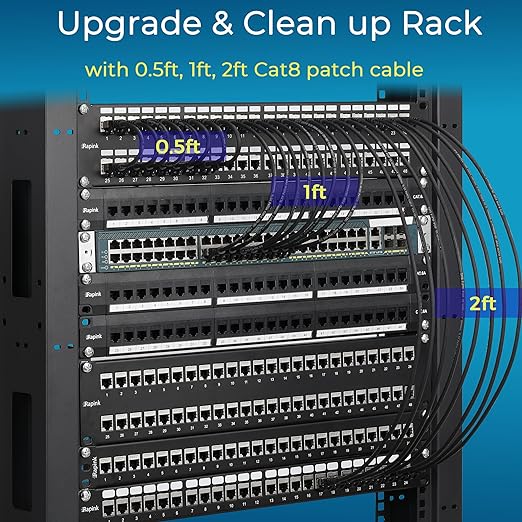 Rapink Patch Cables Cat8 3ft 10 Pack Slim, Cat8 Ethernet Patch Cable 40G Support - Image 6
