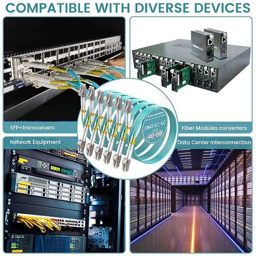 OM3 LC to LC Fiber Patch Cable, 10G/40G MMF, Duplex 50/125µm, LSZH 2.0mm Jacket - Image 6