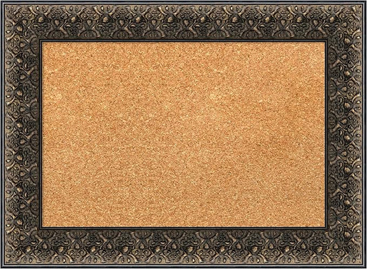 Amanti Art Natural Cork Board for Wall, 17x23 Vision Board with Black Wood Frame, Small Corkboard Office Decor for Home Organization, Traditional Corkboard Pinboard to Display Items for Home