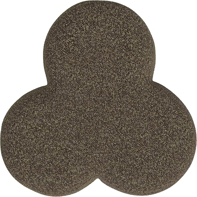 HomePop Upholstered Clover Shaped Ottoman Home Décor|Foot Rest Ottoman - Dark Brown Boucle