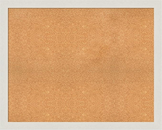 Amanti Art Natural Cork Board for Wall, 33x41 Vision Board with White Frame, X-Large Corkboard Office Decor for Home Organization, Country Rustic Corkboard Pinboard to Display Items for Home