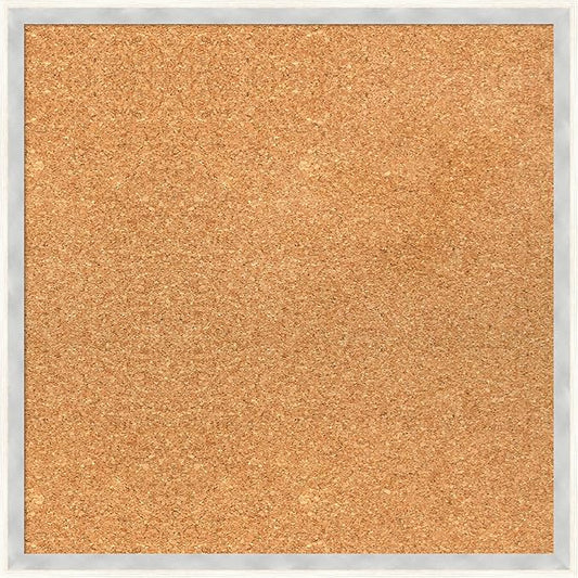 Amanti Art Natural Cork Board for Wall, 19x19 Vision Board with White Frame, Small Corkboard Office Decor for Home Organization, Modern Corkboard Pinboard to Display Items for Home Organization in