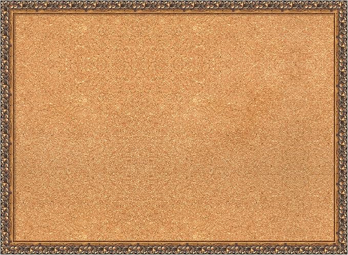 Amanti Art Natural Cork Board for Wall, 22x30 Vision Board with Bronze Frame, Medium Corkboard Office Decor for Home Organization, Traditional Corkboard Pinboard to Display Items for Home