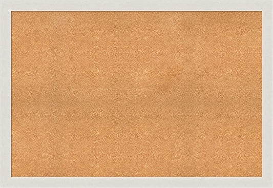 Amanti Art Natural Cork Board for Wall, 35x51 Vision Board with White Frame, Oversize Corkboard Office Decor for Home Organization, Country Rustic Corkboard Pinboard to Display Items for Home
