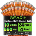 GEARit Cat 6 Ethernet Patch Cables 4 ft Orange, High Speed 24AWG 10Gbps RJ45 by GEARit