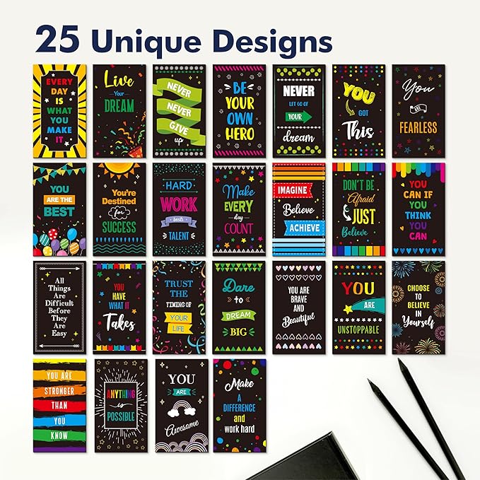50 PCS Motivational Magnets, 25 Designs Inspirational Magnets Positive Affirmation Decals for Kids, Adults, Fridge (2' x 3.5')