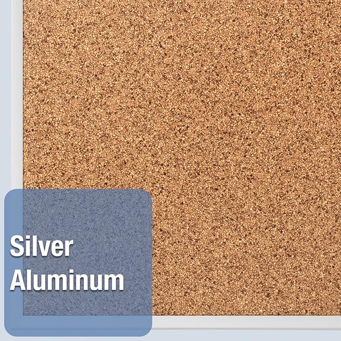 Quartet Cork Board, Bulletin Board, 8' x 4' Corkboard, Aluminum Frame (2308),Silver