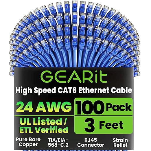GEARit Cat 6 Ethernet Patch Cable 3 ft Blue by GEARit
