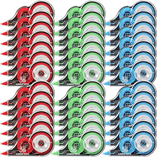 54 Pack Correction Tape Bulk White Correctional Fluid Tape Easy to Use Applicator Corrector Correct Wrong Writing Eraser for Office Education Supplies, 20 Feet
