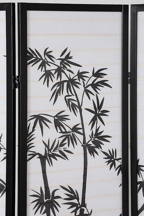 NicBex Room Divider 3 Panel Room Dividers with Oriental Style Partition Room Dividers and Folding Privacy Screens Wall Divider for Home, Office, Room Separation,72" W x 1" D x 72" H, Black