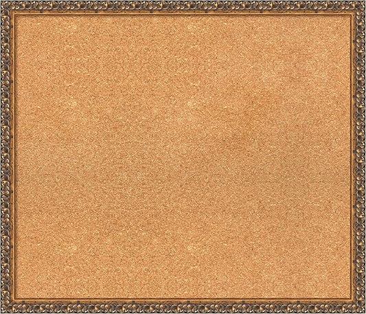 Amanti Art Natural Cork Board for Wall, 24x28 Vision Board with Bronze Frame, Medium Corkboard Office Decor for Home Organization, Traditional Corkboard Pinboard to Display Items for Home