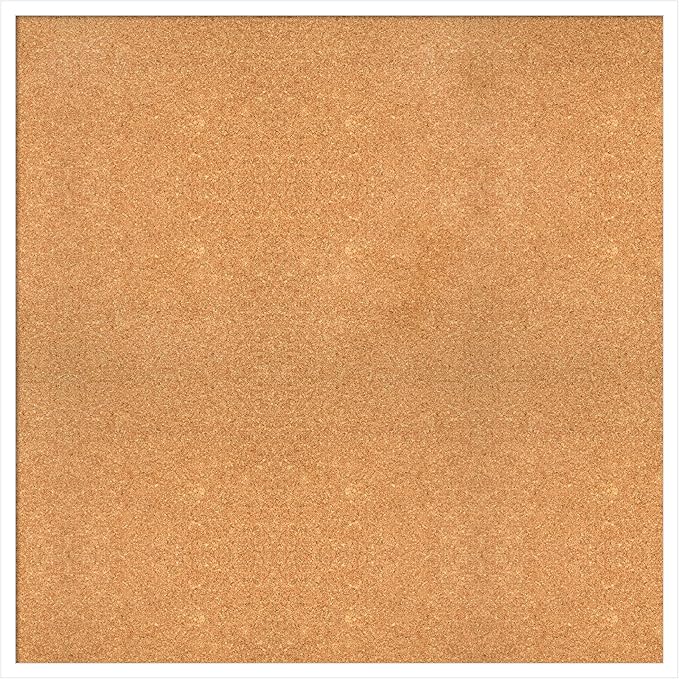 Amanti Art Natural Cork Board for Wall, 35x35 Vision Board with White Frame, Oversize Corkboard Office Decor for Home Organization, Modern Corkboard Pinboard to Display Items for Home Organization in