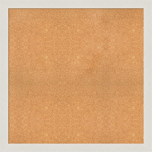 Amanti Art Natural Cork Board for Wall, 37x37 Vision Board with White Frame, Oversize Corkboard Office Decor for Home Organization, Country Rustic Corkboard Pinboard to Display Items for Home