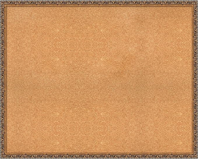 Amanti Art Natural Cork Board for Wall, 32x40 Vision Board with Bronze Frame, X-Large Corkboard Office Decor for Home Organization, Traditional Corkboard Pinboard to Display Items for Home