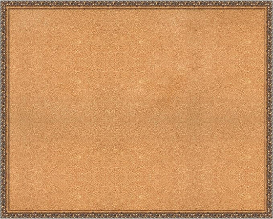 Amanti Art Natural Cork Board for Wall, 32x40 Vision Board with Bronze Frame, X-Large Corkboard Office Decor for Home Organization, Traditional Corkboard Pinboard to Display Items for Home