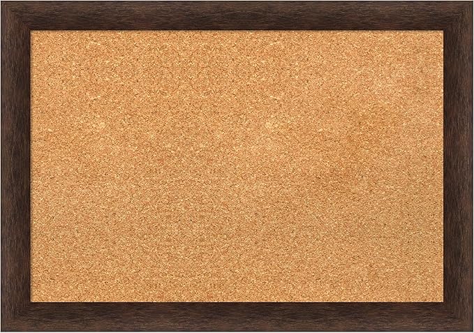Amanti Art Natural Cork Board for Wall, 19x27 Vision Board with Brown Wood Frame, Medium Corkboard Office Decor for Home Organization, Casual Corkboard Pinboard to display items for home organization