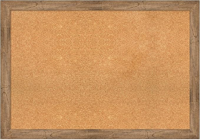 Amanti Art Natural Cork Board for Wall, 28x40 Vision Board with Brown Wood Frame, Large Corkboard Office Decor for Home Organization, Rustic Farmhouse Corkboard Pinboard to display items for home
