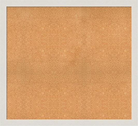 Amanti Art Natural Cork Board for Wall, 39x43 Vision Board with White Frame, Oversize Corkboard Office Decor for Home Organization, Country Rustic Corkboard Pinboard to Display Items for Home