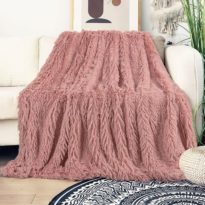 Tuddrom Decorative Extra Soft Faux Fur Blanket Twin Size 70" x 78", Solid - Image 2