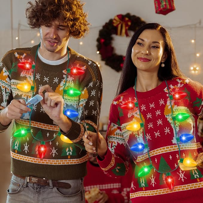 Blowata 9PCS Christmas Light Necklace Light up, 3 Modes Christmas Necklace - Image 4