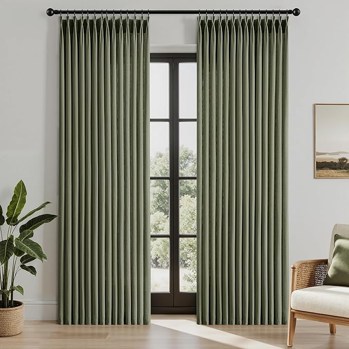 Memory Trained Pinch Pleated Curtains 92 Inches Long, Linen Pinch Pleat Sheer - Image 2