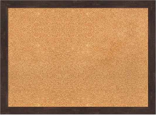 Amanti Art Natural Cork Board for Wall, 23x31 Vision Board with Brown Wood Frame, Medium Corkboard Office Decor for Home Organization, Rustic Farmhouse Corkboard Pinboard to display items for home