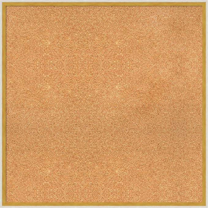 Amanti Art Natural Cork Board for Wall, 29x29 Vision Board with White Frame, Large Corkboard Office Decor for Home Organization, Modern Corkboard Pinboard to Display Items for Home Organization in