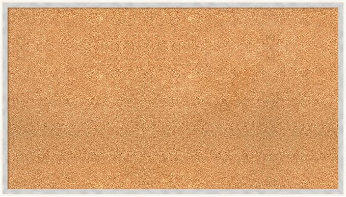 Amanti Art Natural Cork Board for Wall, 21x37 Vision Board with White Frame, Large Corkboard Office Decor for Home Organization, Modern Corkboard Pinboard to Display Items for Home Organization in
