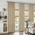 Pleated Tan Oatmeal Semi Sheer Sliding Door Curtains 105 Inches Long 4 Panels by Twodrapes