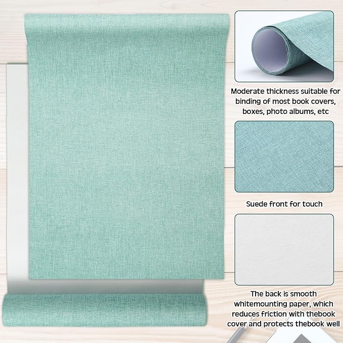 4 Pcs Book Cloth Bookcover Fabric Surface with Paper Backed Book Binding Cloth Fabric Book Cover for Scrapbooking Album DIY Craft Supplies Home, 4 Colors(Cool Color,40 x 16 Inches)