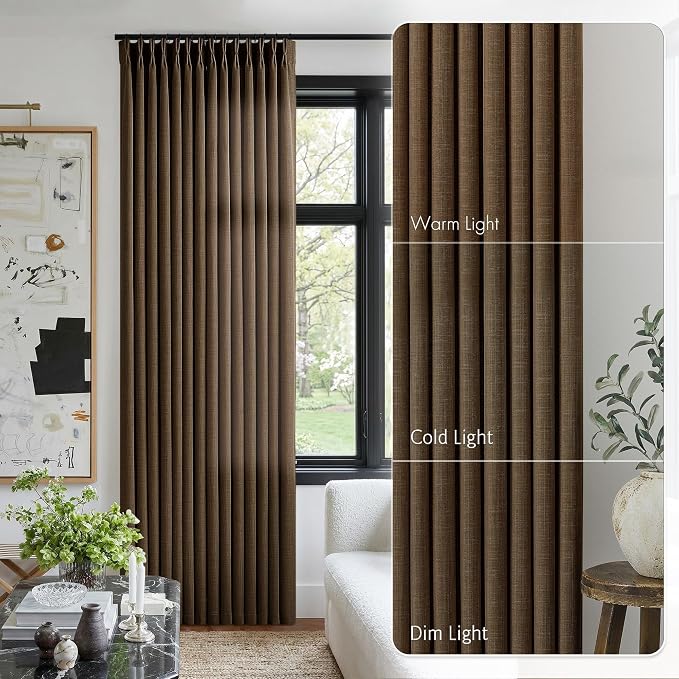 Extra Long 108 Inch Pinch Pleated Living Room Curtains 4 Panels Set, Chocolate - Image 9