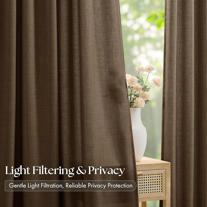 Extra Long 108 Inch Pinch Pleated Living Room Curtains 4 Panels Set, Chocolate - Image 3