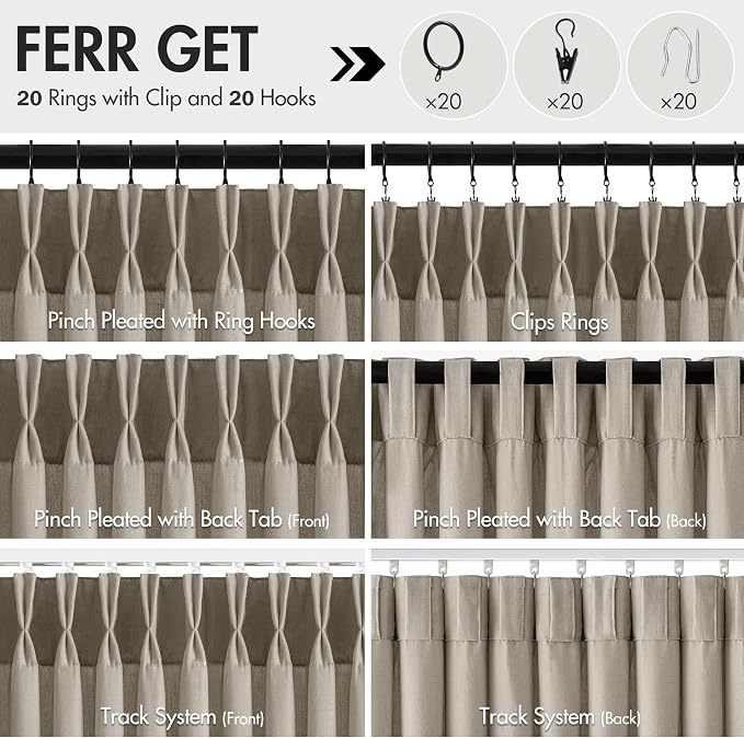 Memory Trained Pinch Pleated Curtains 96 Inches Long, Viral Linen Pinch Pleat - Image 5