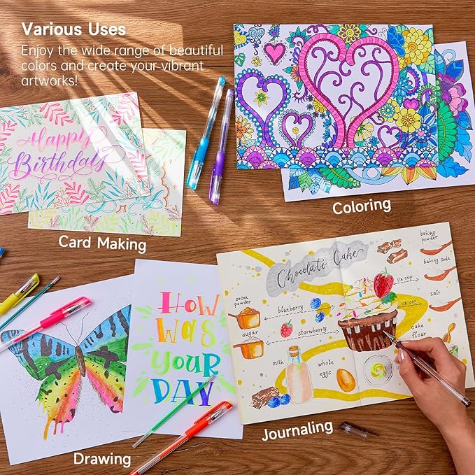 Shuttle Art Gel Pens, 60 Pack Gel Pen Set 30 Colored Gel Pen with 30 Refills for Adults Coloring Books Drawing Doodling Crafts Scrapbooking Journaling