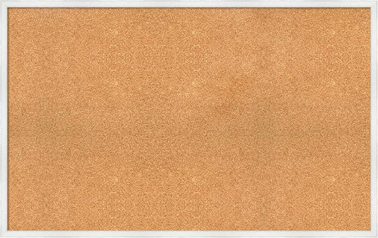 Amanti Art Natural Cork Board for Wall, 27x43 Vision Board with White Frame, Oversize Corkboard Office Decor for Home Organization, Country Rustic Corkboard Pinboard to Display Items for Home