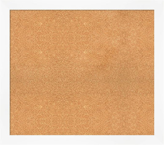 Amanti Art Natural Cork Board for Wall, 29x33 Vision Board with White Frame, Large Corkboard Office Decor for Home Organization, Modern Corkboard Pinboard to Display Items for Home Organization in