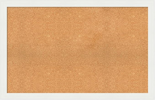 Amanti Art Natural Cork Board for Wall, 29x45 Vision Board with White Frame, Oversize Corkboard Office Decor for Home Organization, Casual Corkboard Pinboard to Display Items for Home Organization in