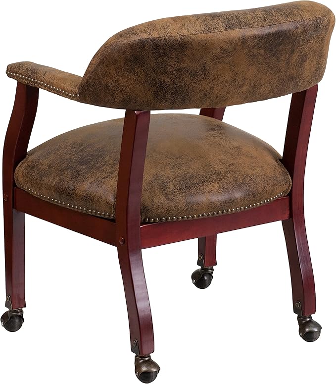 EMMA + OLIVER Bomber Jacket Brown Luxurious Conference Chair with Casters