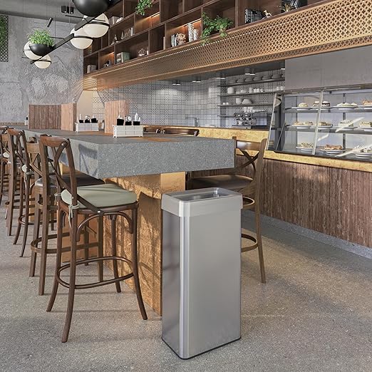 iTouchless 21 Gallon Open Top Recycling Bin and Kitchen Trash Can, Rectangular Commercial Grade Stainless Steel, 80 Liter Trashcan for Home Office Work Bedroom Living Room Garage Extra-Large Capacity