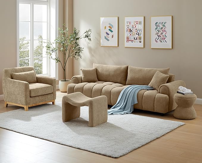 Large Footstool Ottoman, Multi-Functional Modern Foot Stool, Sofa Footrest Extra Seating for Living Room, Entryway, Hallways and Bedrooms, Large, White