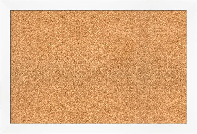 Amanti Art Natural Cork Board for Wall, 25x37 Vision Board with White Frame, Large Corkboard Office Decor for Home Organization, Modern Corkboard Pinboard to Display Items for Home Organization in