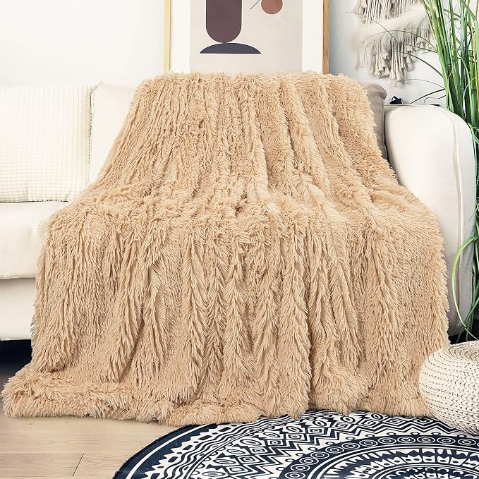 Tuddrom Decorative Extra Soft Faux Fur Blanket Twin Size 70" x 78", Solid - Image 2
